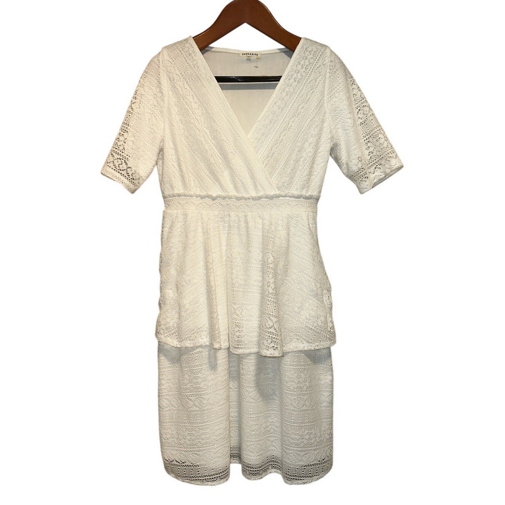 JessaKae Elegant White Lace Midi Dress - Picture 2 of 15